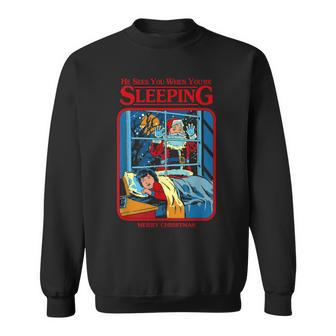 Er Sieht Dich Wenn Du Schlafst Frohe Weihnachts Sweatshirt - Geschenkecke