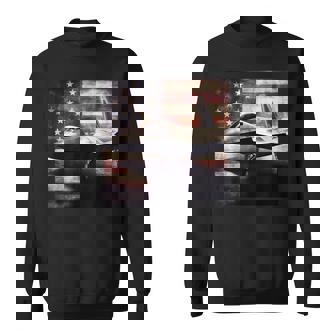 F22 Raptor Jet Fighter Vintage Color Distressed Us Flag Sweatshirt | Mazezy