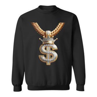 Fancy Gold And Diamond Dollar-Sign Bling Sweatshirt - Monsterry