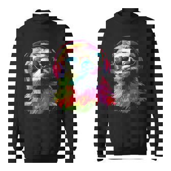 Faultier Tiermotiv Musik Kopfhörer Kunst Sonnenbrille Faultier Sweatshirt - Geschenkecke