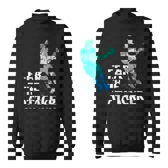 Fear The Attacker Lacrosse Goalie Stick & Helmet Men & Boys Sweatshirt - Monsterry