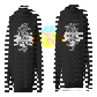 Fier D'être Amazigh Berbère Kabyle Motifs Drapeau Berbère Rif Moroccan Algérien Multicolored S Col Rond Crew Neck Manche Courte Classique Léger Homme Sweater e - Cadeauxyz