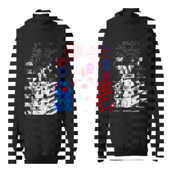 Fireworks American Flag Pig Patriotic Farmer 4th July Sweatshirt - Monsterry
