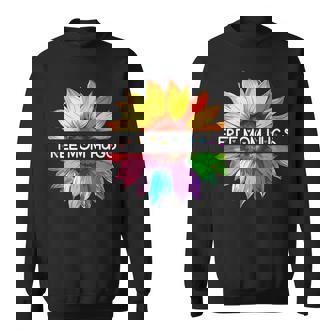 Free Mom Hugs Lgbtq Lgbt Pride Daisy Rainbow Flower Sweatshirt - Monsterry