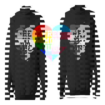 Free Mom Hugs Rainbow LGBT Gay Pride Transgender Flag Heart Sweatshirt - Monsterry