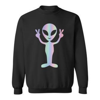 Alien Peace Sign Smiling Face Rave Music Trippy Sweatshirt - Geschenkecke