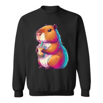 Capybara Bubble Tea Animal Lover Rodent Sweatshirt - Geschenkecke