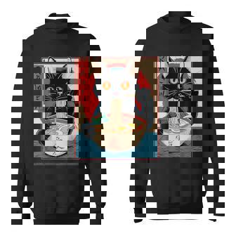 Cat Eating Ramen Japanese Kawaii Anime Sweatshirt - Monsterry