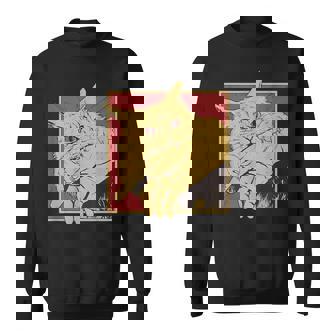 Cat Graphic Japanese Anime Cat Bite Sweatshirt | Mazezy