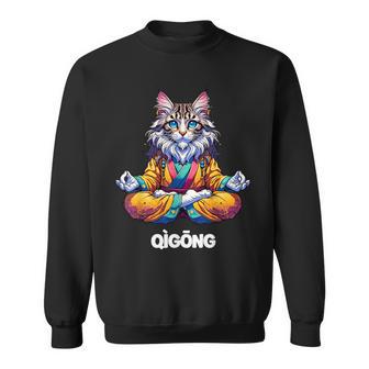 Cat Maine Coon Meditation Practice Qigong Chi Energy Sweatshirt - Geschenkecke