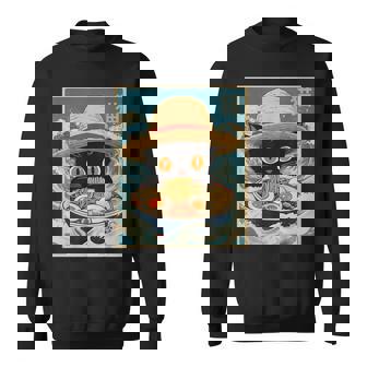 Graphic Cat Ramen Noodles Japanese Kawaii Anime Sweatshirt - Seseable