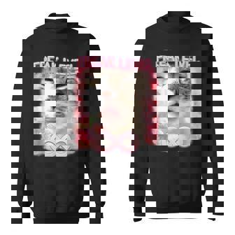 Freak Level Freaky Ahh Cat Meme Silly Cat Sweatshirt - Thegiftio UK
