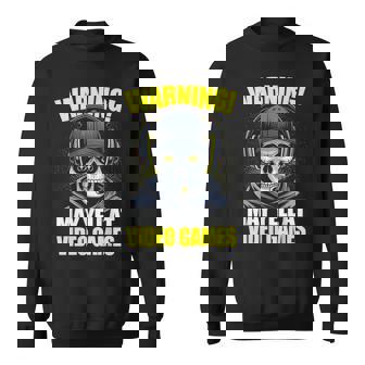 Gaming Warning May Yell At Video Games Gamer Skeleton Gaming Video Games Sweatshirt | Seseable UK