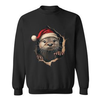 Otter With Christmas Hat Sunglasses Cute Otter Sweatshirt - Geschenkecke