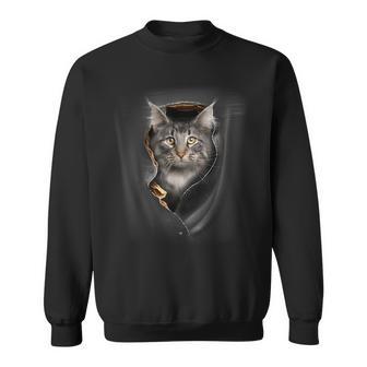 Pocket With Maine Coon Cat Motif Sweatshirt - Geschenkecke