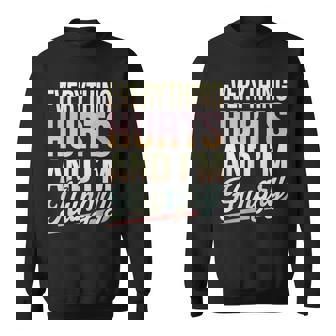 Workout Gym Clothing Adultos Todo Duele Y Estoy Hambriento Sarcástico Gráfico Negro Manga Corta Pequeño Eu S Camisa de entrenamiento - Regaloses