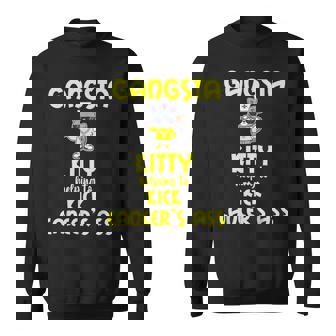 Gangsta Kitty Helping To Kick Cancers Ass Cancer Survivors Sweatshirt - Monsterry