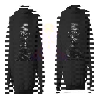 Gasmask Skeleton Portrait Snake Scales-Metallic Steampunk Sweatshirt - Monsterry
