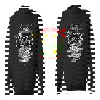 Gato Comiendo Fideos Ramen Anime Japonés Y Kawaii Gato Negro Camisa de entrenamiento - Regaloses