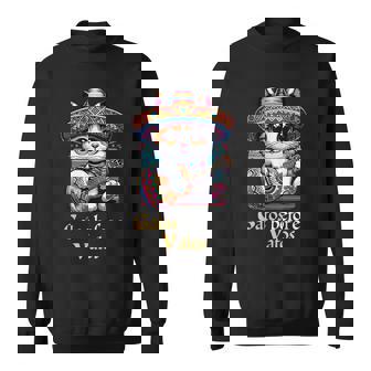 Gatos Before Vatos Mexico Cat Poncho Fiesta Cinco 2 Mayo Sweatshirt - Monsterry