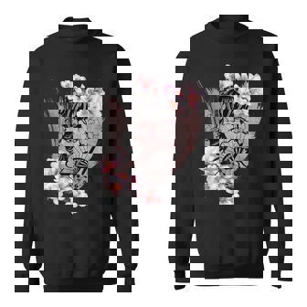 Geisha Japonaise Avec Fleur De Cerisier Japonaise Cadeau Kawaii Sweater e - Cadeauxyz