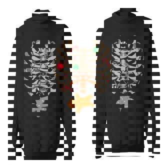 Gingerbread Man X-Ray Skeleton Bones Christmas Tree Lights Premium Sweatshirt - Monsterry