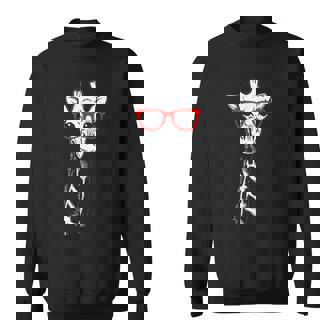 Giraffe With Red Glasses For Zoo Animal Lovers Sweatshirt - Monsterry