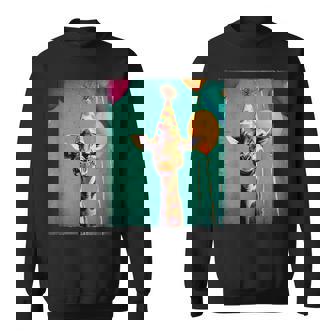 Giraffe Retro Art Print Birthday Party Balloons & Party Hat Sweatshirt - Monsterry