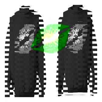 Green Kiwi Lips Fruit Lipstick Fruit Kiss Mouth Sweatshirt - Geschenkecke