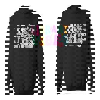Groovy Library Vibes Retro School Library Crew Sweatshirt - Monsterry