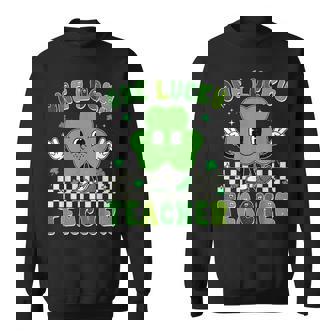 Groovy One Lucky Teacher Shamrock Face St Patrick's Day Sweatshirt - Monsterry