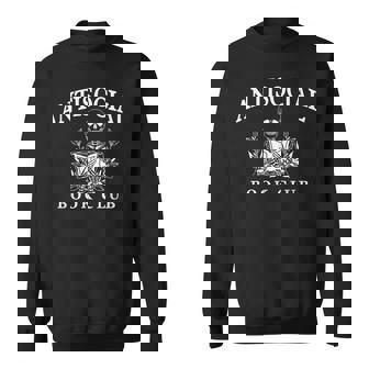 Groovy Retro Anti Social Book Club Skeleton Book Lover Sweatshirt - Monsterry