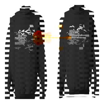 Guitar Lake Mountain Reflections Shadow Love Guitar Musician Sweatshirt - Monsterry