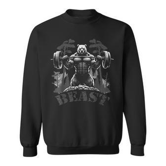 Gym Bodybuilding Fitness Workout Beast Bear With Dumbbell Sweatshirt - Geschenkecke