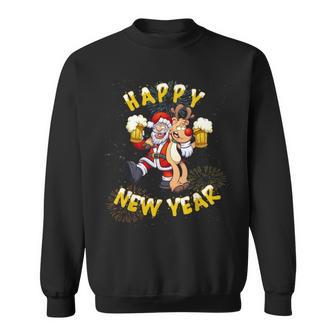 Happy New Year Santa With Rudolph The Reindeer Party Sweatshirt - Geschenkecke