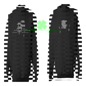 Heartbeat Irish Four Leaf Clover T-Shirt St Pattys Shamrock Sweatshirt - Monsterry