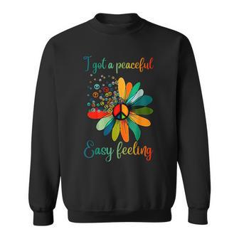 Hippie I Got An Easy Peaceful Feeling Sunflower Peace Sign Sweatshirt - Monsterry