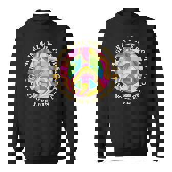 Hippie Imagine Living Life In Peace Sign Retro 70s Sunflower Sweatshirt - Monsterry