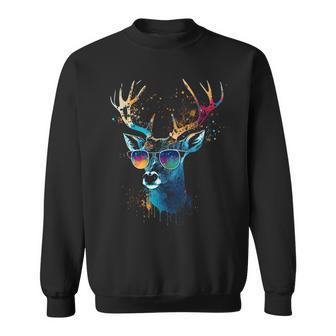 Hirsch Sonnenbrille Jagd Jäger Naturfan Wald Wandern Sweatshirt - Geschenkecke