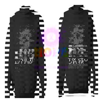 Hope For A Cure Alzheimer's Awareness Happy Purple Graphic Sweatshirt - Monsterry