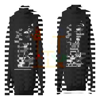 Horror Cat Playing On Tree Halloween Cat Lover Sweatshirt - Monsterry