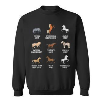 Horse Breeds Equestrian Horse Rider Racer Horseback Riding Sweatshirt - Monsterry