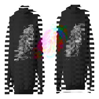 Horse Rainbow Watercolour Artistic Horse Sweatshirt - Monsterry
