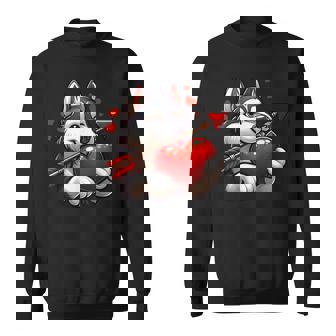 Husky Dog Valentines Day Heart Husky Dog Sweatshirt - Monsterry