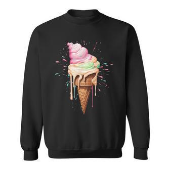 Ice Cream Melting Ice Cream Cone In Pastel Colours Sweatshirt - Geschenkecke