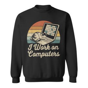 Ich Arbeite Am Computer Cat Kitty Kitten Cat Meme Sweatshirt - Geschenkecke