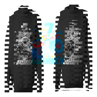I'm Crushing It Monster Truck 7 Year Old Boys 7Th Birthday Sweatshirt - Monsterry