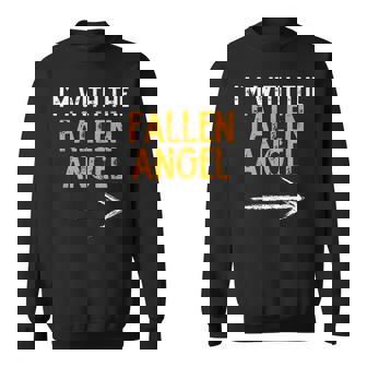 I'm With The Fallen Angel Costume Halloween Couple Matching Sweatshirt - Monsterry