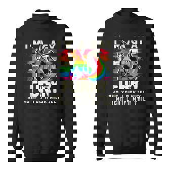 I'm A Gay Furry Rainbow Fox Wolf Fursona Fandom Pride Month Sweatshirt - Monsterry