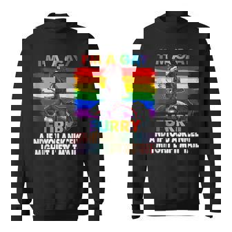 I'm A Gay Furry Rainbow Fox Wolf Fursona Fandom Pride Month Tank Top Sweatshirt - Monsterry